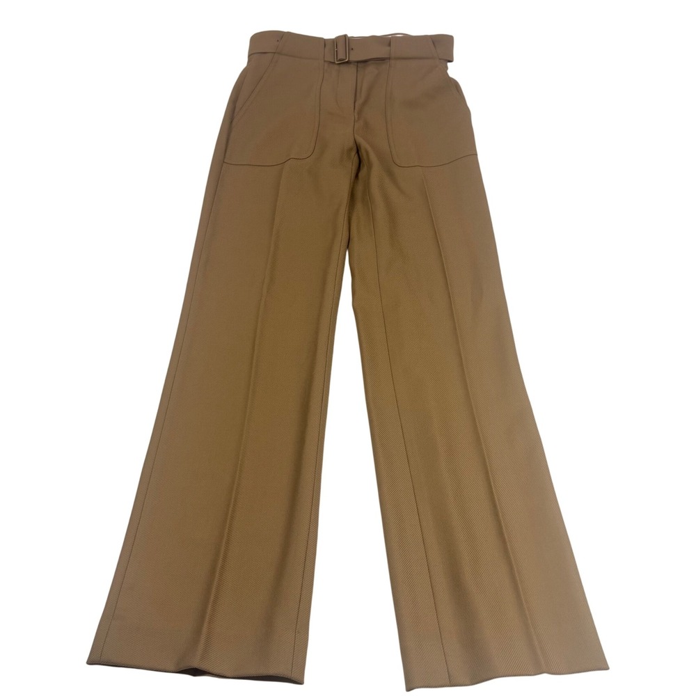 J. Crew Wide Leg Belted Pants Tan Neutral Career Office High Waist 28x33 FLAW